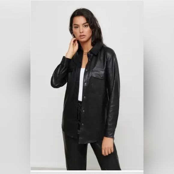 Dynamite Brooklyn Faux Leather Shacket size XS - Picture 1 of 5